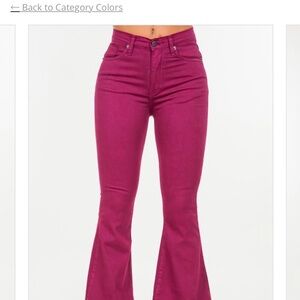 Women's Flared wine/burgundy jeans